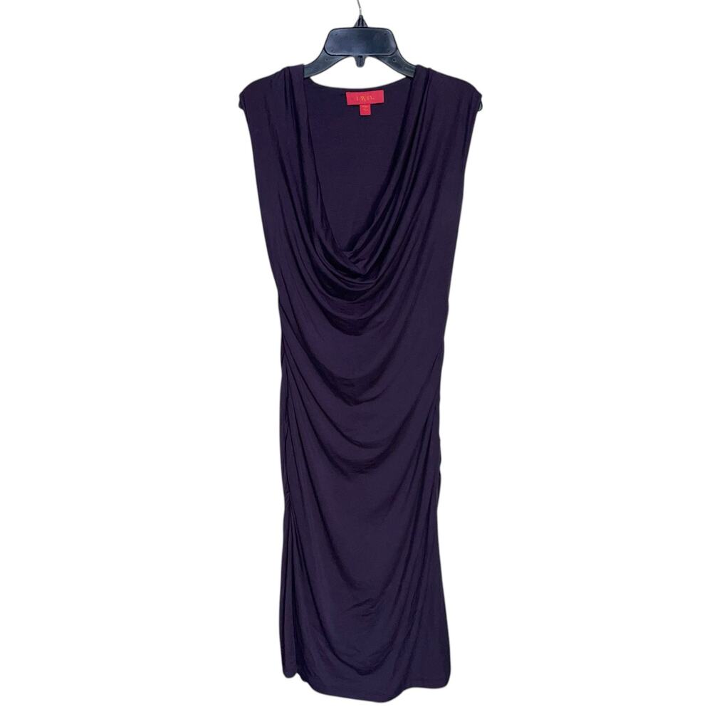 Ruched Purple Dress Cowl Draped
